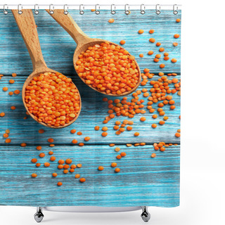 Personality  Red Lentils In The Wooden Spoons Shower Curtains