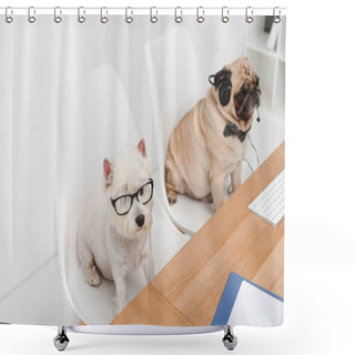 Personality  Business Dogs At Workplace Shower Curtains