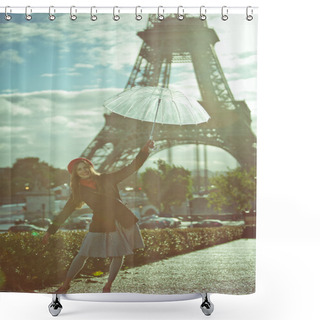 Personality  Fashion Woman In Romantic City. French Fashion Shower Curtains