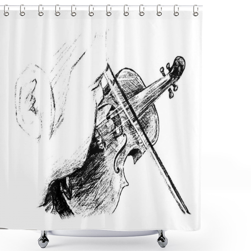 Personality  Sketch Of The Classical Musician Plays Instrument Hand Draw  Shower Curtains