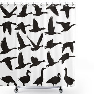 Personality  Geese Black Silhouette Shower Curtains