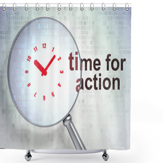 Personality  Timeline Concept: Clock And Time For Action With Optical Glass Shower Curtains