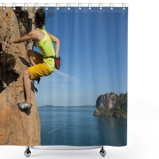 Personality  Young Woman Climbing  Shower Curtains