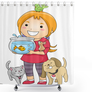 Personality  Pet Lover Girl Shower Curtains