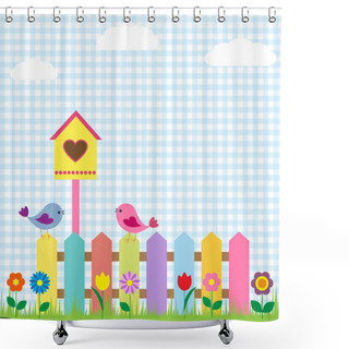 Personality  Birds And Birdhouse Shower Curtains