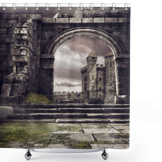 Personality  Castle And Ruined Wall Shower Curtains