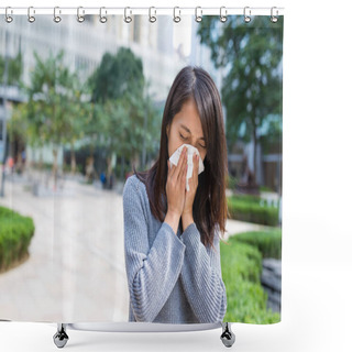 Personality  Woman Feeling Sick Shower Curtains