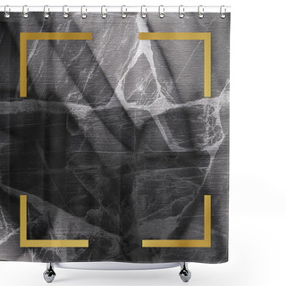 Personality  Golden Framed Square On A Marble Texture Shower Curtains