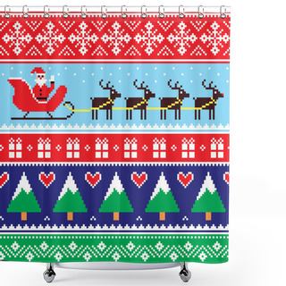 Personality  Christmas Jumper Or Sweater Seamless Pattern With Santa And Reindeer  Shower Curtains