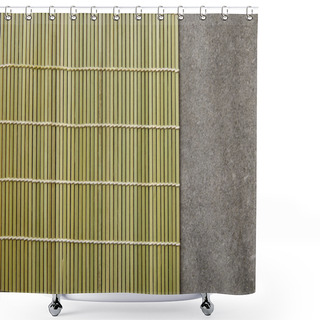 Personality  Top View Of Bamboo Table Mat On Stone Surface Shower Curtains