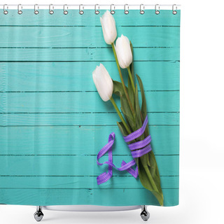 Personality  Bunch Of White Tulips Flowers  Shower Curtains