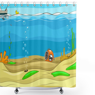 Personality  Educational Game For Children Underwater Life Shower Curtains