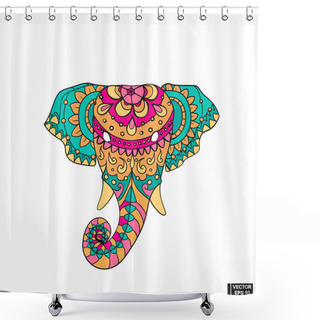 Personality  Indian Elephant In Floral Patterns. Shower Curtains