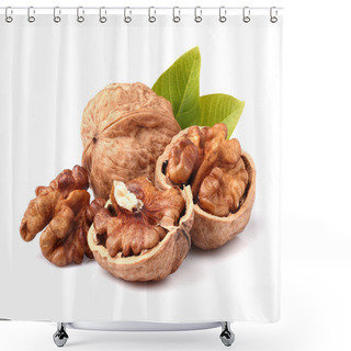Personality  Walnuts With Leaves Shower Curtains