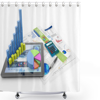 Personality  Graphics, Calculator, Pen, Tablet And Financial Documents Shower Curtains