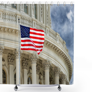 Personality  Washington DC Capitol Detail On Cloudy Sky Shower Curtains