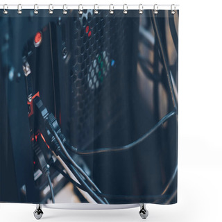 Personality  Computer System Unit Pc Usb Port Cable Connection Shower Curtains