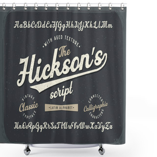 Personality  Vintage Calligraphic Script Font Set With Old Style Aged Texture Shower Curtains