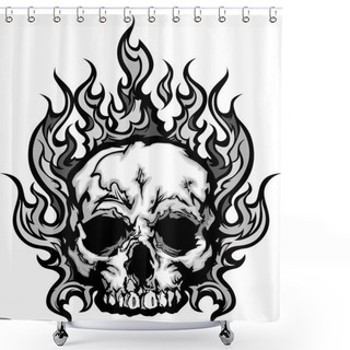 Personality  Flaming Skull Graphic Vector Image Shower Curtains