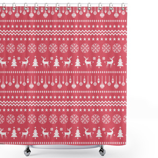 Personality  Red Vector Winter Sweater Textured Repeat Pattern Background.Surface Pattern Design. Great For Winter Apparel, Packing, Clothing, Wrapping, Christmas Decor, Fabric Projects Shower Curtains