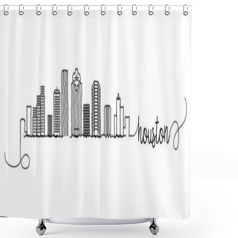 Personality  Houston City Skyline Doodle Sign shower curtains