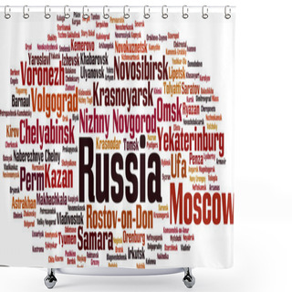 Personality  Cities In Russia Word Cloud Concept. Vector Illustration Shower Curtains