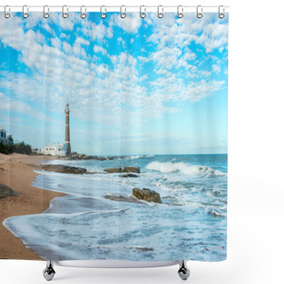 Personality  Lighthouse In Jose Ignacio Near Punta Del Este, Uruguay Shower Curtains