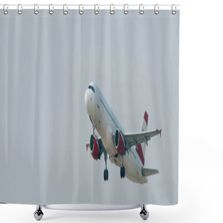 Personality  Panoramic Shot Of Airplane With Cloudy Sky At Background Shower Curtains