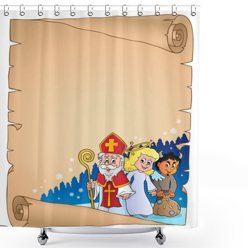 Personality  Saint Nicholas Day Thematic Parchment 2 Shower Curtains