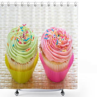 Personality  Vanilla Cupcakes With Strawberry And Lime Icing Shower Curtains