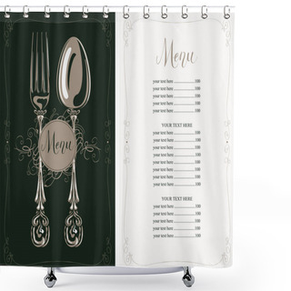 Personality  Restaurant Menu With Price List, Fork And Spoon Shower Curtains
