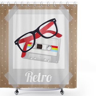 Personality  Retro Hipster Items, Vector Design Shower Curtains