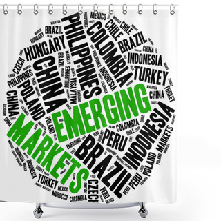 Personality  Emerging Markets. Word Cloud Illustration. Shower Curtains