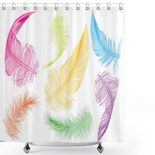 Personality  Colorful Feathers, Vector Set Shower Curtains