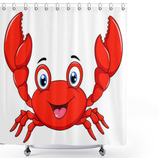 Personality  Cute Happy Crab Cartoon Illustration Shower Curtains