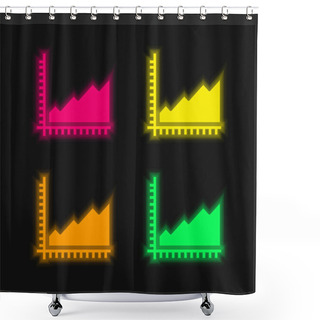 Personality  Area Chart Four Color Glowing Neon Vector Icon Shower Curtains
