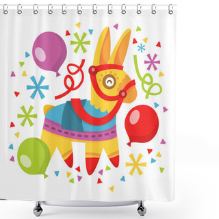 Personality  Pinata Balloons Confetti Shower Curtains