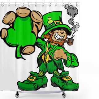 Personality  Smiling St. Patricks Day Leprechaun Holding Shamrock Clover Shower Curtains