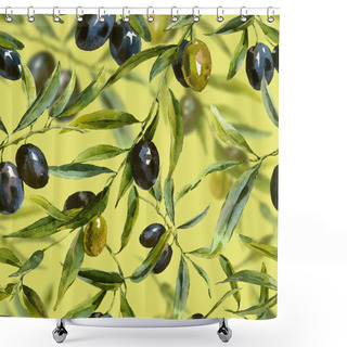 Personality  Seamless Pattern With Branches Of The Olive Tree Shower Curtains