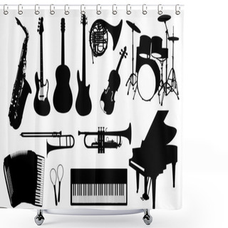 Personality  Music Instruments Shower Curtains