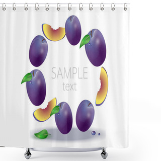 Personality  Ripe Plums On A White Background Shower Curtains