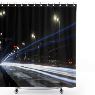 Personality  Long Exposure Of Lights On Road At Nighttime Near Illuminated Buildings Shower Curtains