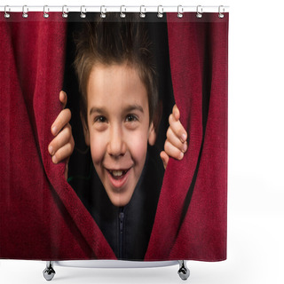 Personality  Child Appearing Beneath The Curtain Shower Curtains