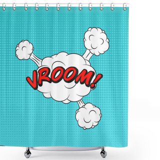 Personality  Classic Comics Book Speech Sticker VROOM! With Cloud Bubble And  Shower Curtains
