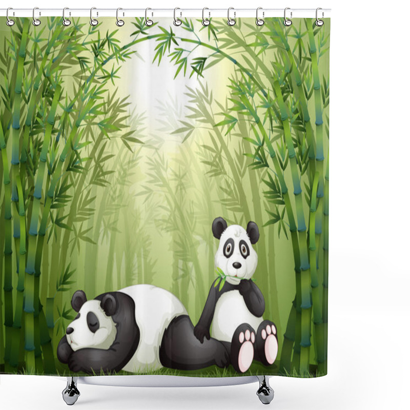 Personality  Two Pandas In The Bamboo Forest Shower Curtains
