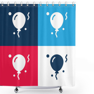 Personality  Balloon Blue And Red Four Color Minimal Icon Set Shower Curtains
