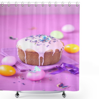 Personality  Kulich - Russian Easter Cake And Colored Easter Eggs Shower Curtains