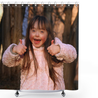 Personality  Portrait Of Beautiful Happy Girl Shower Curtains
