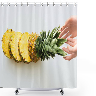 Personality  Hands With Sliced Fresh Pineapple Shower Curtains