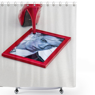 Personality  Picture Frames And Heeled Shoe Shower Curtains